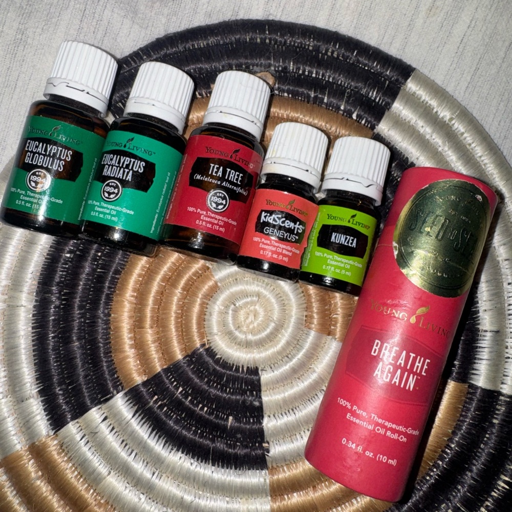 Young Living Essential Oils Collection with Red and Green Accents